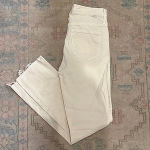 Mother High Waisted Rascal Ankle Fray in Cream